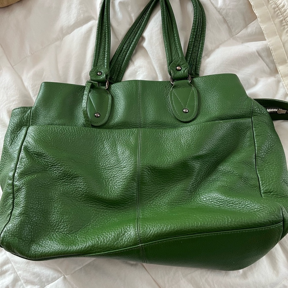 Green Leather Tote Bag